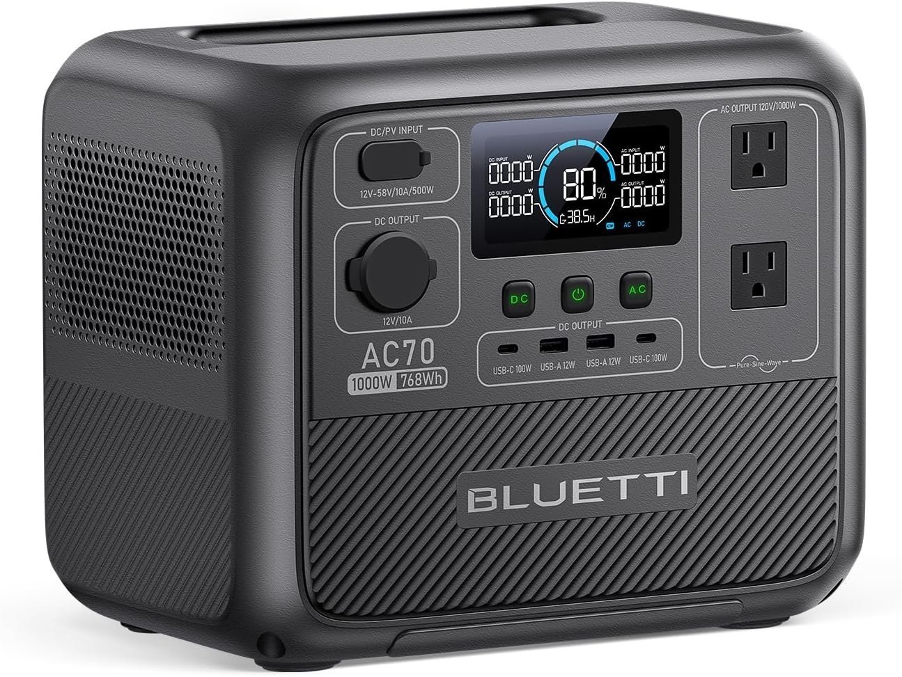 470 Elektrische generator BLUETTI AC70 (1000W/768Wh) met zonnepaneel - Afbeelding 1