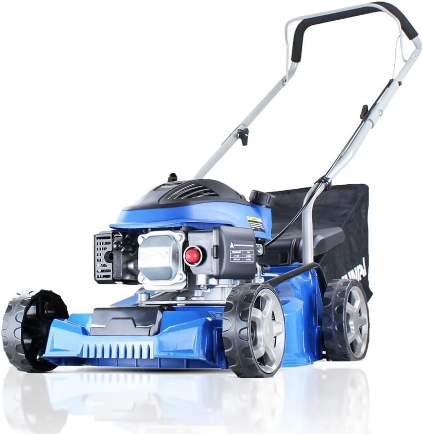 519aKf1-yQL._AC_SL1000_ Hyundai 16" / 40cm 79cc benzine grasmaaier, 25-75mm maait, 45L grasopvangbak - Afbeelding 1