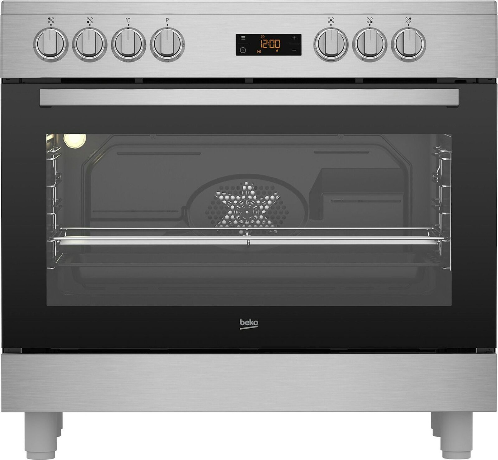 ae443b9 Cosmo 91 cm Haven Collection 173 cm elektrisch keramisch glasfornuis, 5-pitselementen, heteluchtoven, roestvrij staal - Afbeelding 1