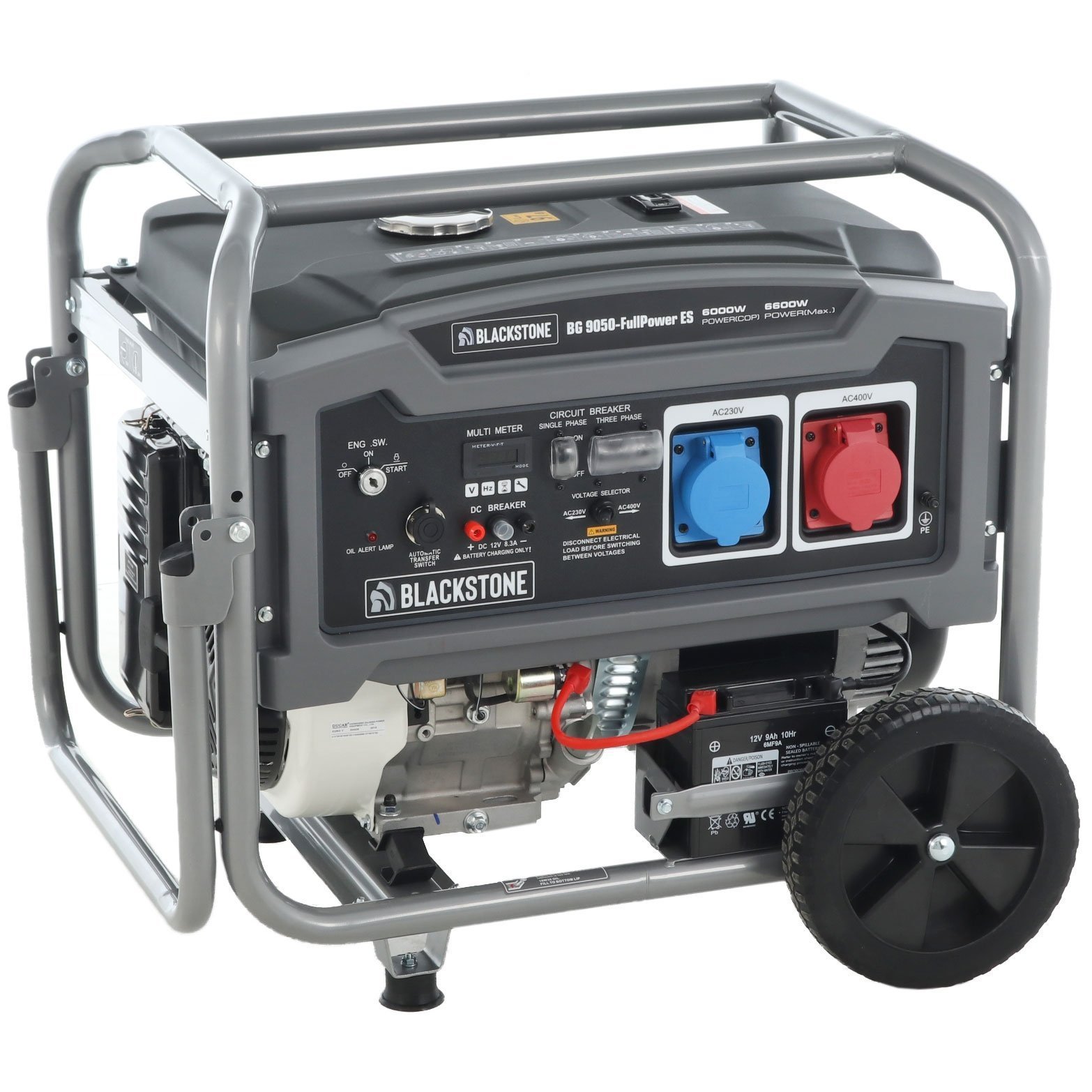 b491734a-93e5-484e-a76a-d96e14ac30e3 BlackStone BG 9050 - Benzinegenerator op wielen met AVR 6,6 kW - Continu 6 kW Full-Power + ATS - Afbeelding 1