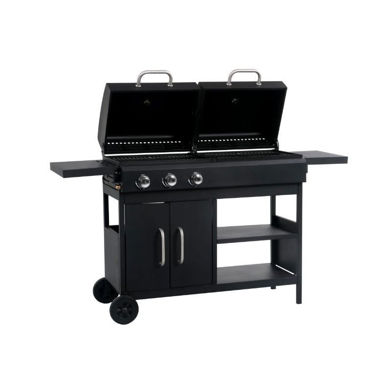 cf4daaa7-7c3d-4868-808d-3a6a6b95d742 Combinatiebarbecue op gas en kolen met 3 branders - Afbeelding 1
