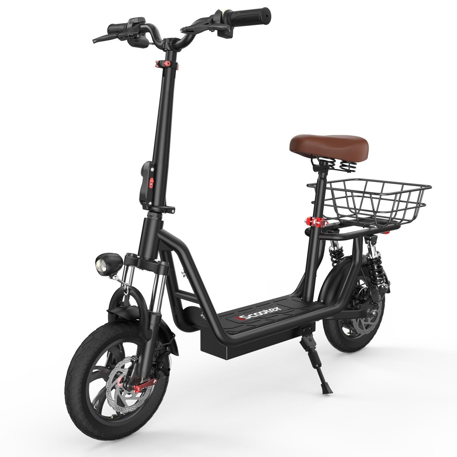 e8c0aab8-e10e-40bc-b801-1688688b8bfd iScooter Elektrische Scooter i12 25KM/U 500W 7.5Ah 12 Inch Luchtband 30-35KM Actieradius met mandje - Afbeelding 1